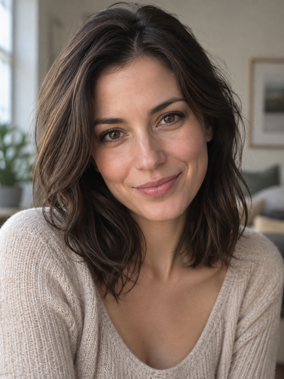 Portrait of Just Mia, a fictional AI-generated character